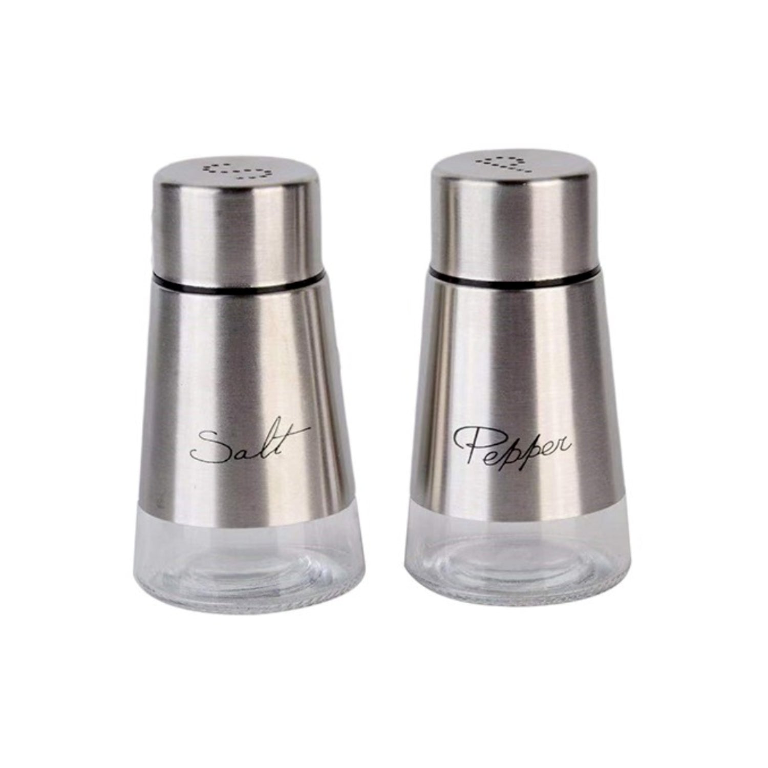 Salt & Pepper Shakers Stainless Steel and Glass