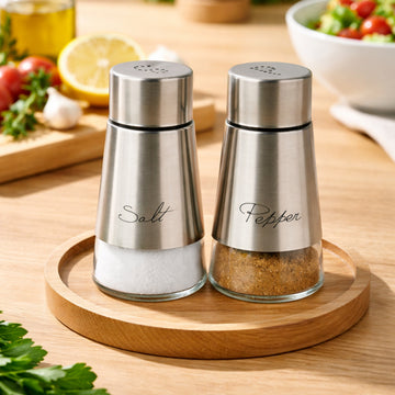 Salt & Pepper Shakers Stainless Steel and Glass