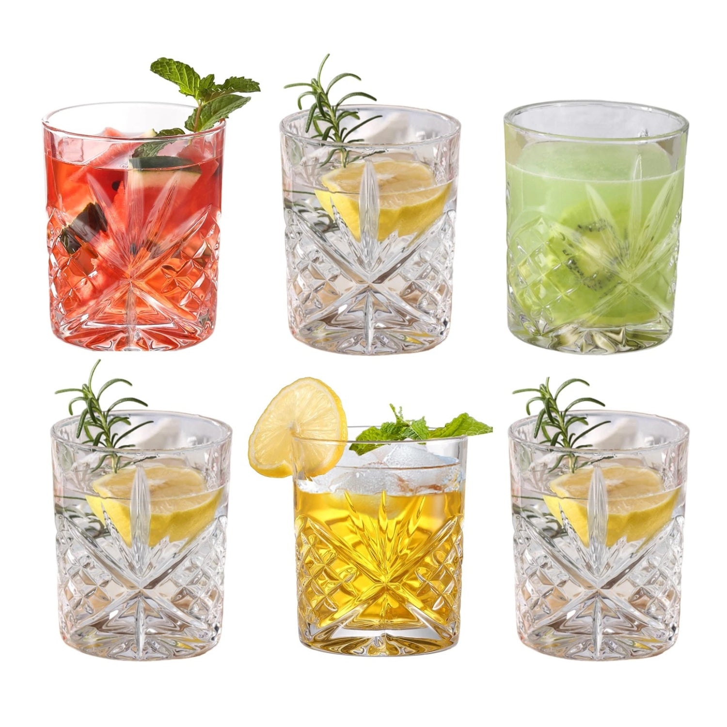6Pcs 300ml Crystal Cut Tumbler Set