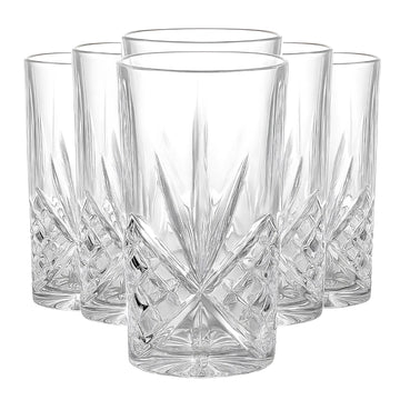 6Pcs 350ml Crystal Cut Highball Glass Set
