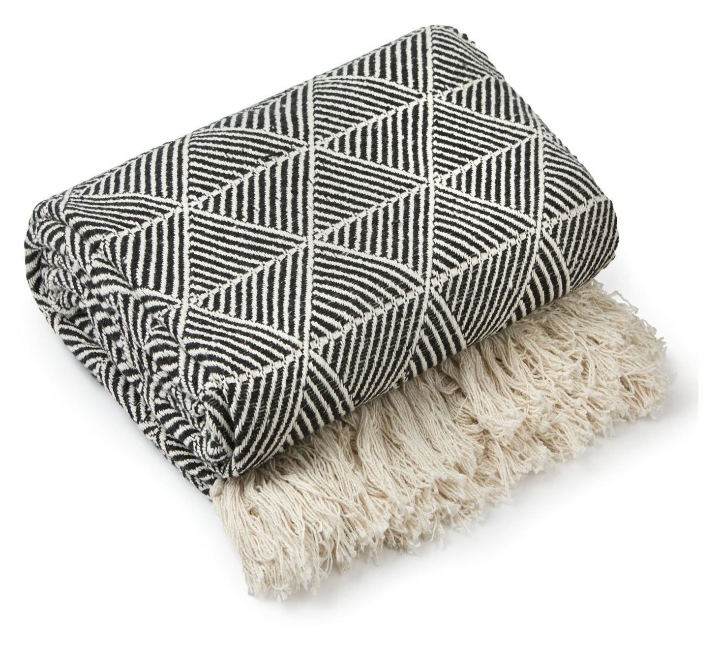 Zahra Geometric Sofa Throw Black 50x60"