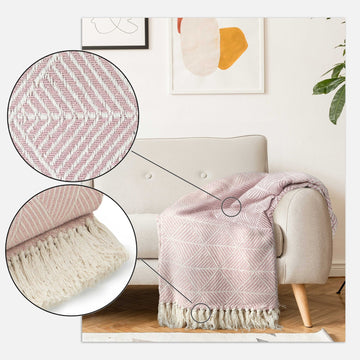Luxury Geometric Sofa Throw Blush Pink 50x60"