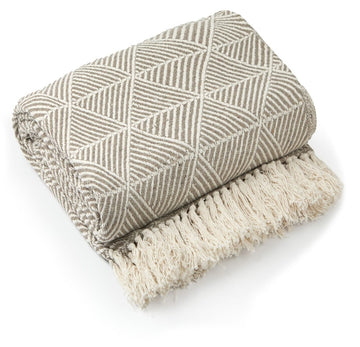 Luxury Geometric Sofa Throw Natural 50x60"