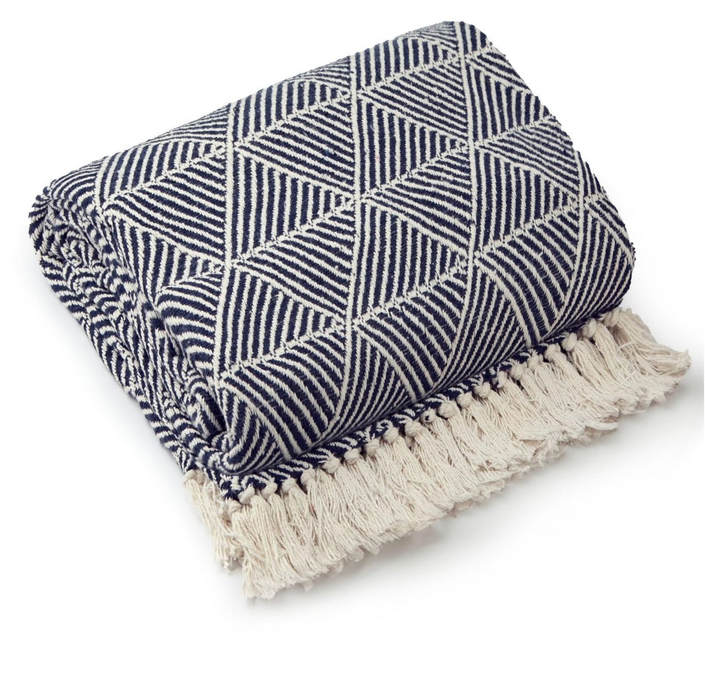 Zahra Geometric Sofa Throw Navy Blue 50x60"