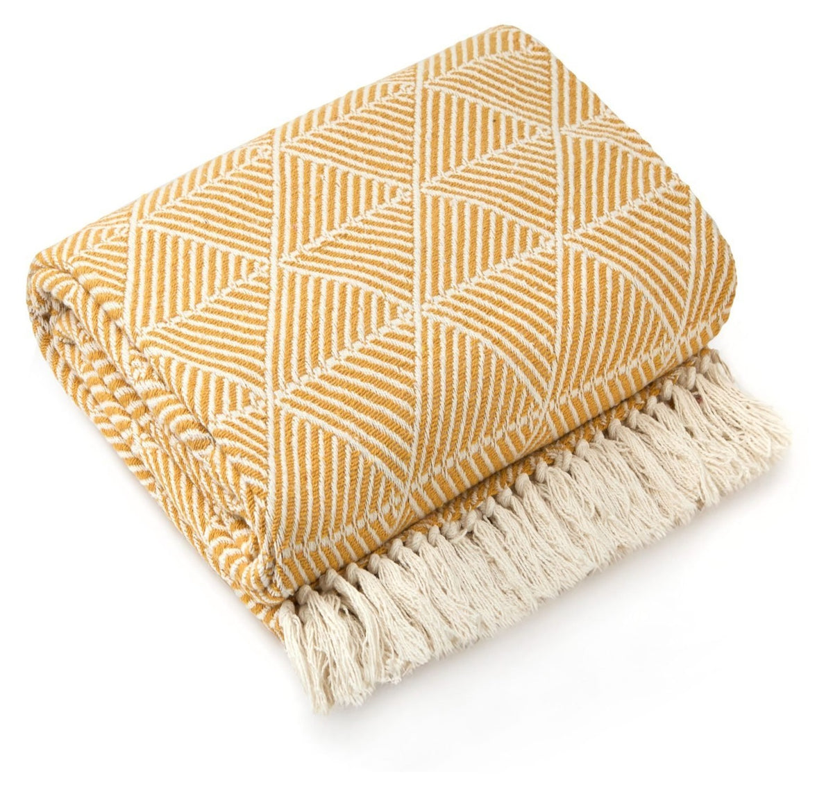 Luxury Geometric Sofa Throw Ochre Yellow 50x60"