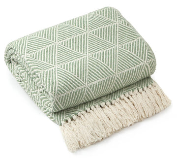 Luxury Geometric Sofa Throw Pistachio Green 50x60"