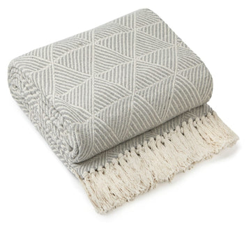 Luxury Geometric Sofa Throw Silver Grey 50x60