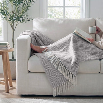 Geometric Sofa Bed Throw Extra Large 228x254cm, Grey