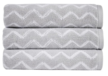 Christy 100% Cotton 550GSM Hand Towel - Zig Zag Silver Grey
