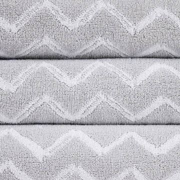 Christy 100% Cotton 550GSM Hand Towel - Zig Zag Silver Grey