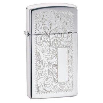 Zippo Slim Chrome Venetian Design Lighter