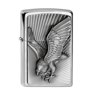 Zippo Lighter Eagle Emblem Brushed Chrome