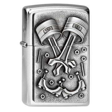 Zippo Street Chrome Engine Parts Emblem Refillable Lighter Gift Box