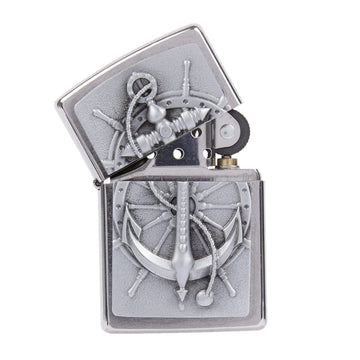 Zippo Lighter Anchor Emblem Brushed Chrome