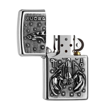 Zippo Lighter Scorpio Zodiac Sign Street Chrome