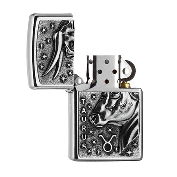 Zippo Lighter Taurus Zodiac Sign Street Chrome