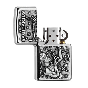 Zippo Lighter Sagittarius Zodiac Sign Street Chrome