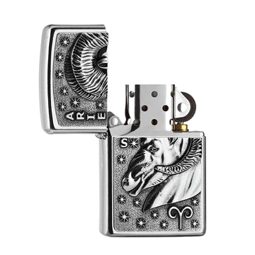 Zippo Lighter Aries Zodiac Sign Street Chrome