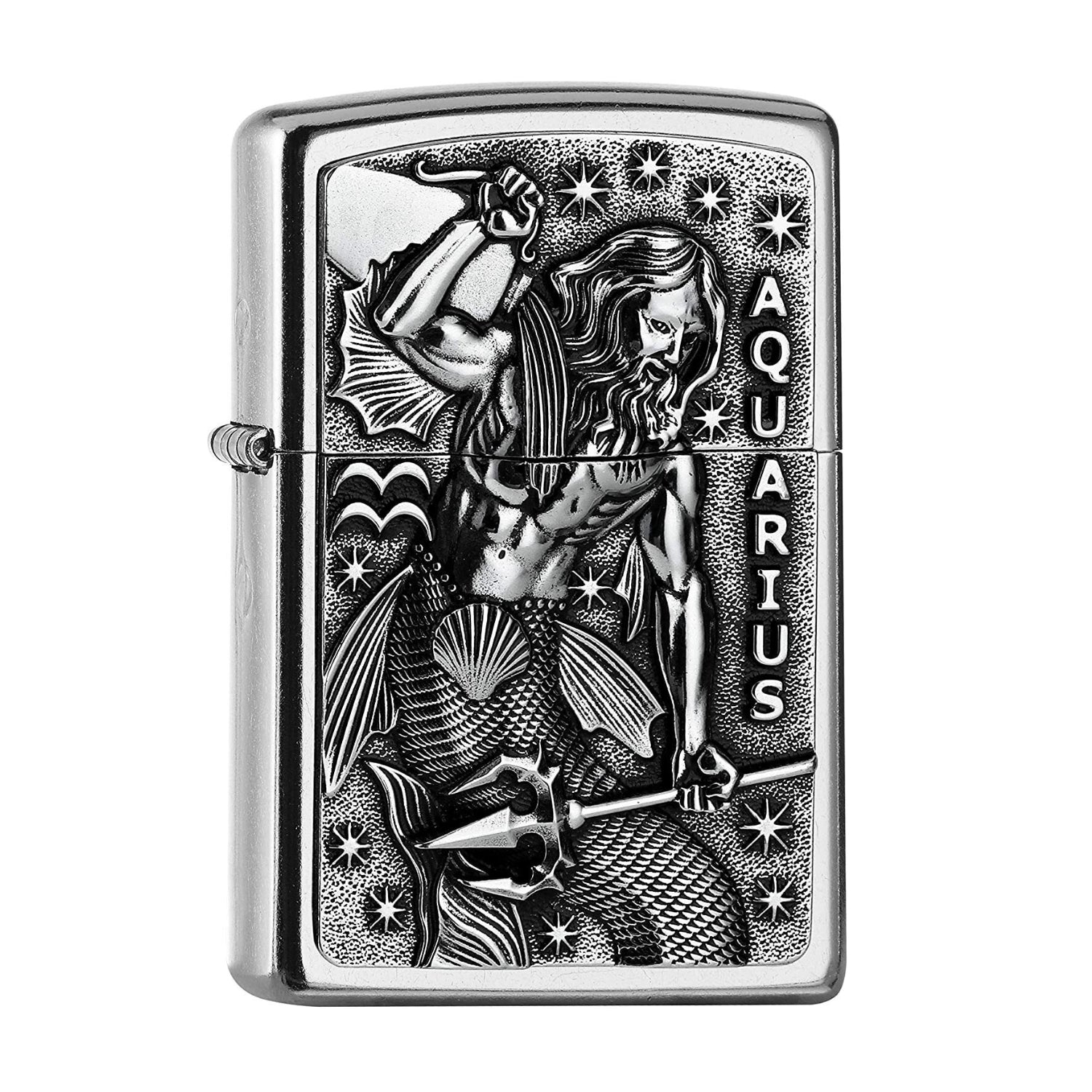 Zippo Lighter Aquarius Zodiac Sign Street Chrome