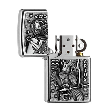 Zippo Lighter Aquarius Zodiac Sign Street Chrome