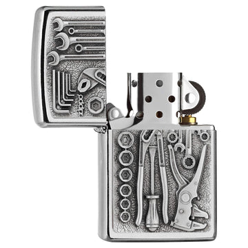 Zippo Street Chrome Metal Silver Refillable Lighter Gift Box