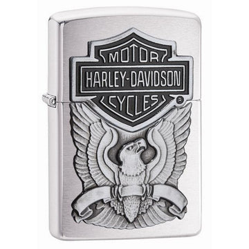 Zippo Brushed Chrome Harley Davidson Logo Lighter