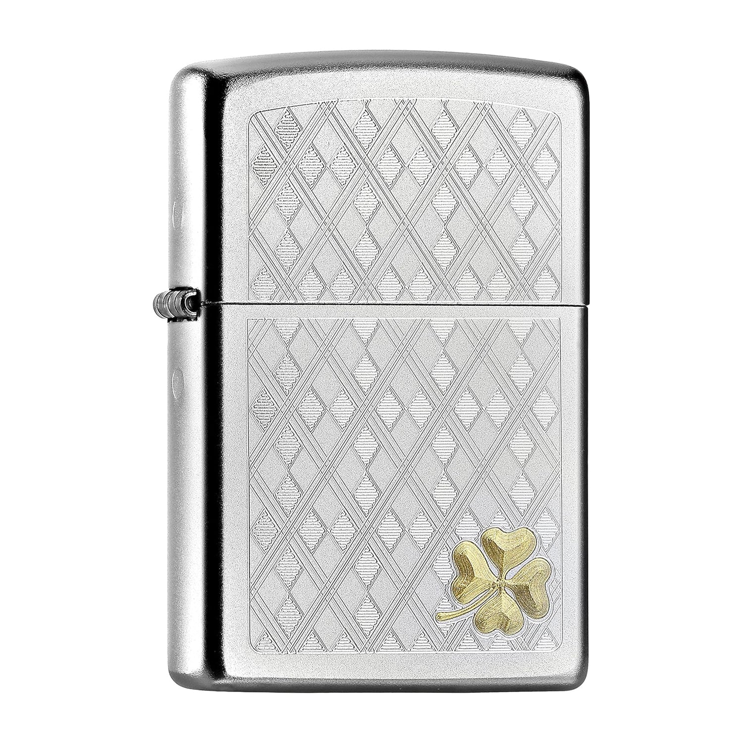 Zippo Polished Chrome Laser Engraved Four Leaf Clover Lighter