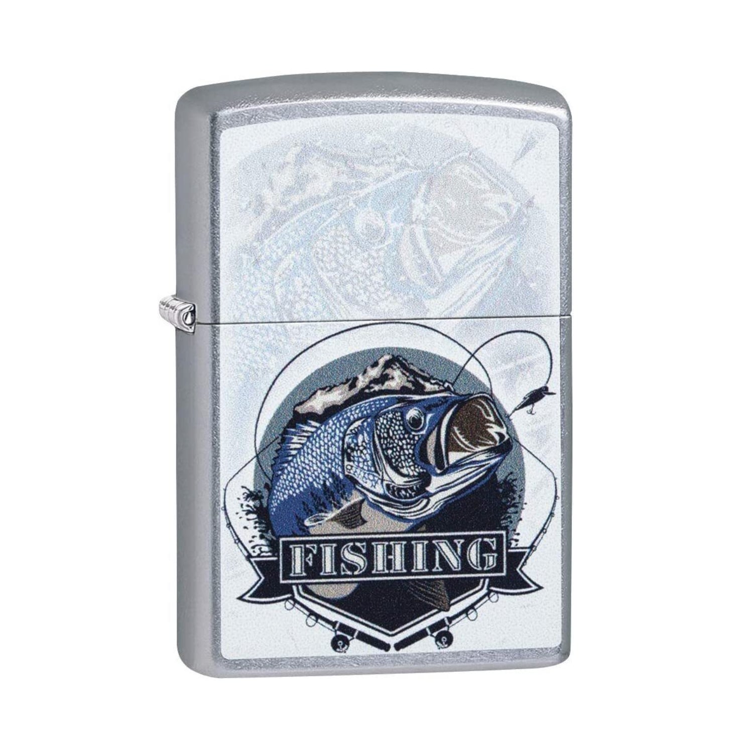 Zippo Lighter Bass Fishing Colour Image Street Chrome