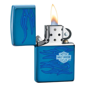 Zippo Harley-Davidson High Polish Blue With Flame