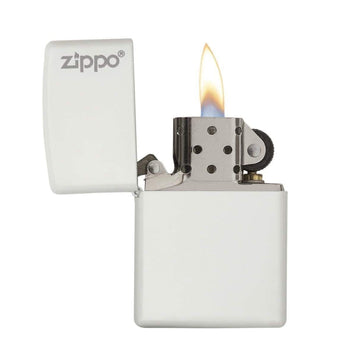 Zippo Lighter Classic White Matte Zippo Logo