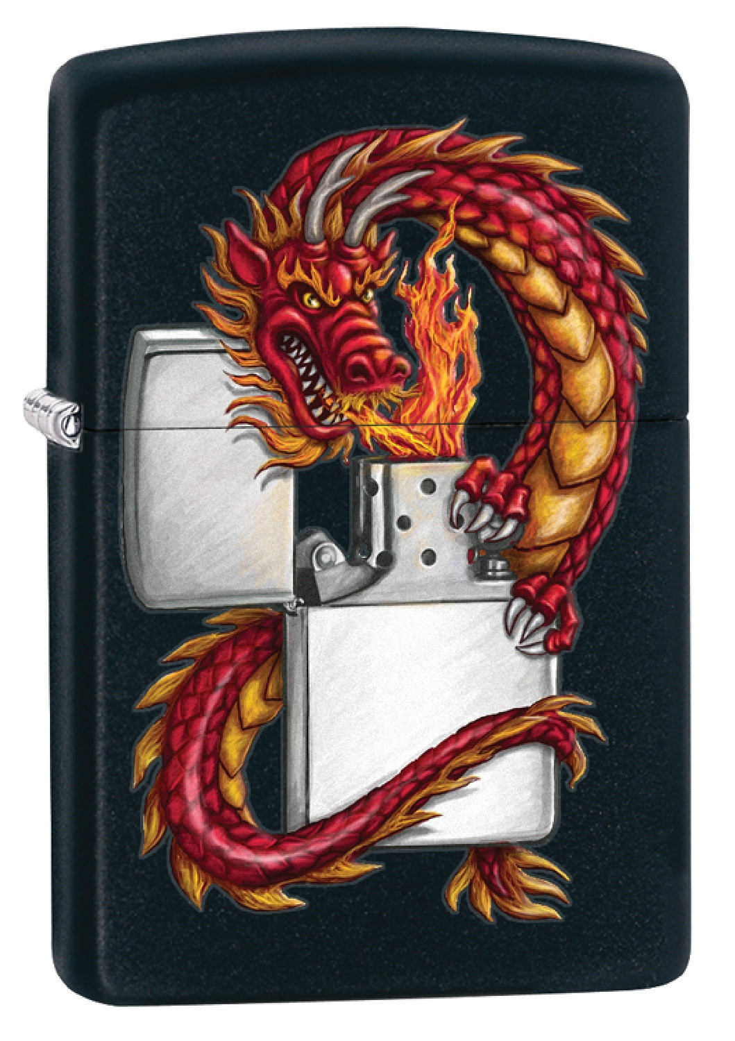 Zippo Genuine Dragon Black Matte Windproof Flame Lighter