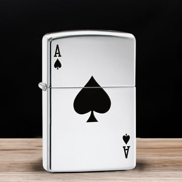 Zippo Chrome Ace Of Spade Windproof Flame Lighter
