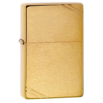 Zippo Brushed Brass Vintage Slashes Design Lighter