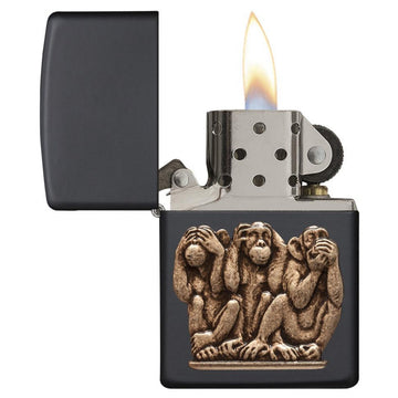Zippo Black Three Monkeys Lighter