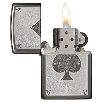 Zippo Grey Ace Of Spade Windproof Flame Lighter