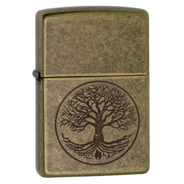 Zippo Tree of Life Antique Brass Windproof Flame Lighter
