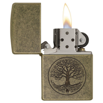 Zippo Tree of Life Antique Brass Windproof Flame Lighter
