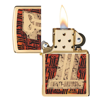 Zippo Harley-Davidson High Polish Brass Original #1 Skull Fusion