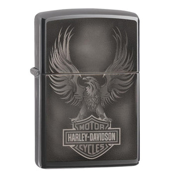 Zippo Harley-Davidson Black Ice Finish Eagle Logo