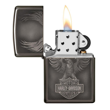 Zippo Harley-Davidson Black Ice Finish Eagle Logo