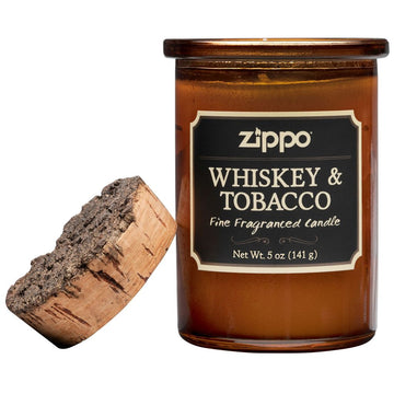 Zippo Spirit Whiskey and Tobacco Fine Fragranced 35 Hours Glass Candle Jar