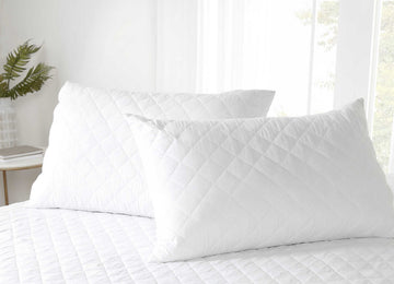 Zip Fastening Quilted Pillow Protectors Pair - White