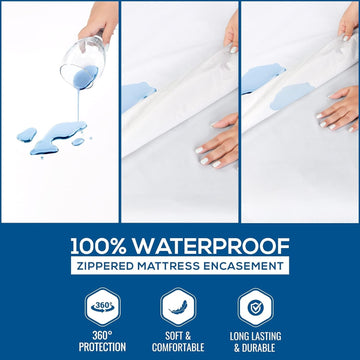 Waterproof Anti Allergy Zipped Fully Encasement Mattress Protector, Super King