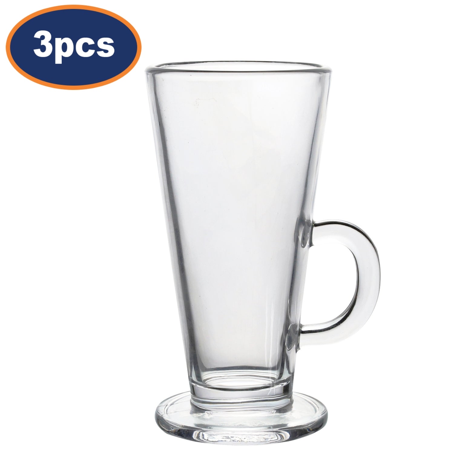 3Pcs Sunnex 250ml Clear Conic Latte Glasses