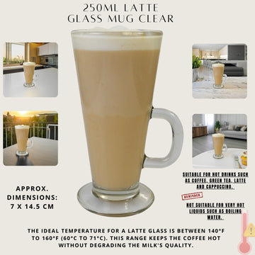 4Pcs Sunnex 250ml Clear Conic Latte Glasses