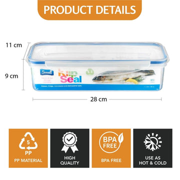 1100ml Plastic Leakproof Clip Lock BPA Free Food Storage Container
