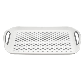 41cm Non-Slip Rectangular Plastic Dotted Grey Serving Tray