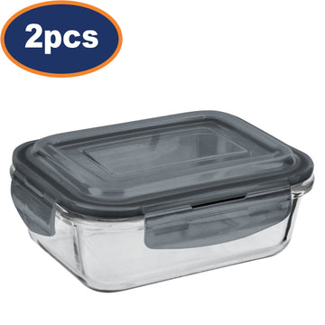 2Pcs 1100ml Glass Clip Lock Food Storage Container with Vented Lid