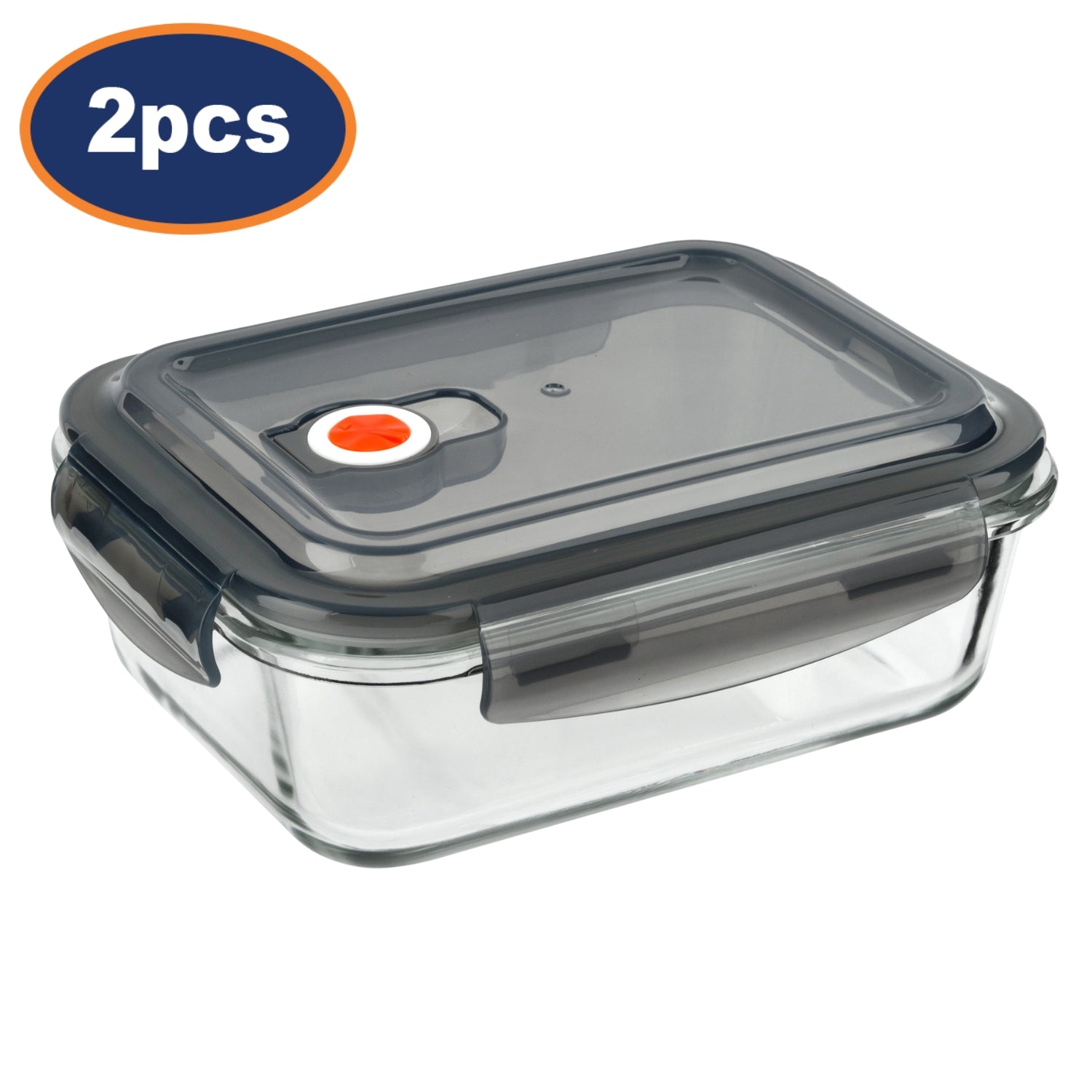 2Pcs 1100ml Glass Clip Lock Container by Sozali