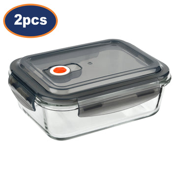 2Pcs 1100ml Glass Clip Lock Container by Sozali